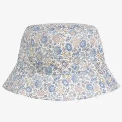 Girls White Cotton Liberty Print Sun Hat