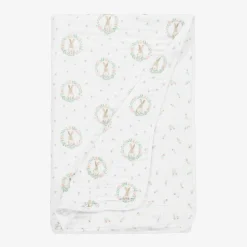 Girls White Cotton Muslin Blanket (112cm)
