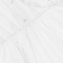 Girls White Cotton Ruffle Shirt Dress