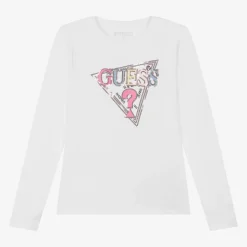 Girls White Cotton Sequin Top