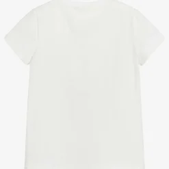 Girls White Cotton Sequin Butterfly T-Shirt
