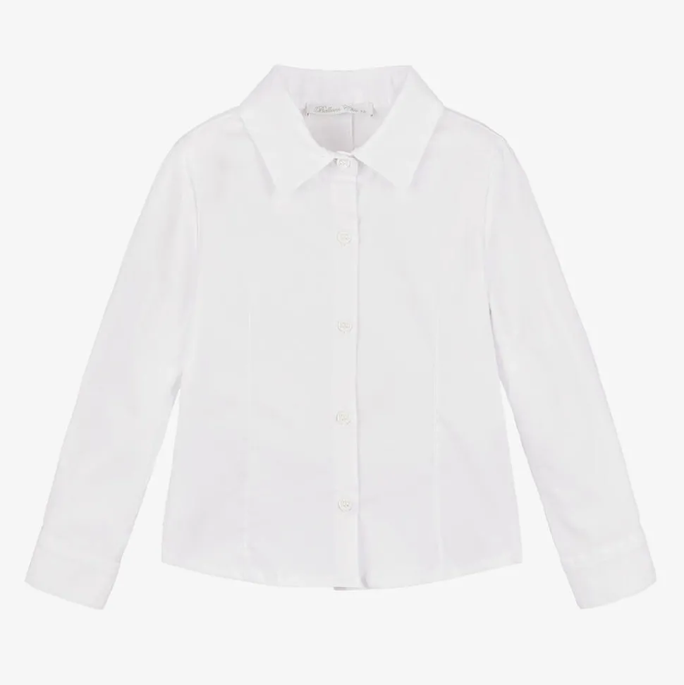 Girls White Cotton Shirt