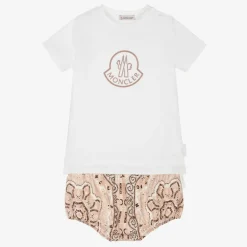Girls White Cotton Shorts Set