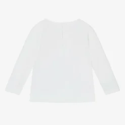 Girls White Cotton Spiral Print Top