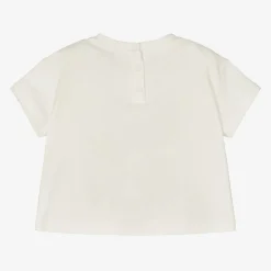 Girls White Cotton T-Shirt