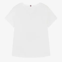 Girls White Cotton T-Shirt