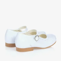 Girls White Faux Patent Leather Shoes