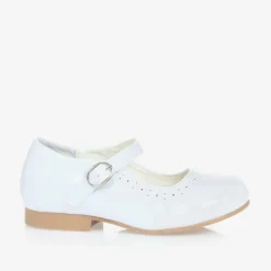 Girls White Faux Patent Leather Shoes