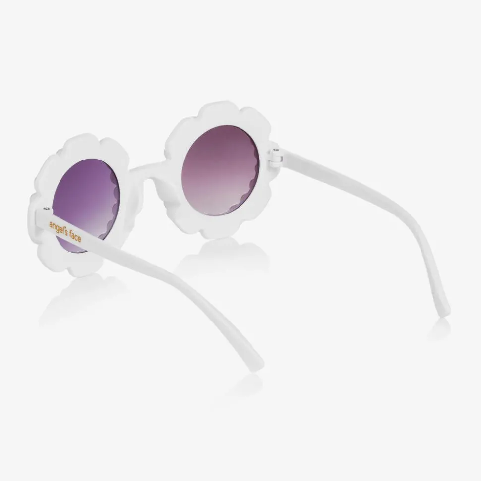 Girls White Floral Pearl Sunglasses