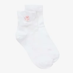 Girls White Flower Cotton Socks