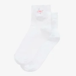 Girls White Flower Cotton Socks