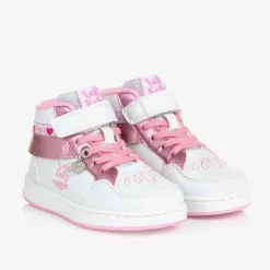 Girls White Fringed High-Top Trainers