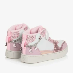 Girls White Glitter Bracelet High-Top Trainers