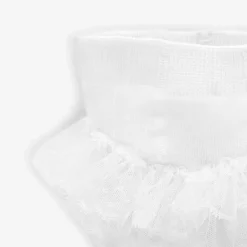 Girls White Lace Frill Tights