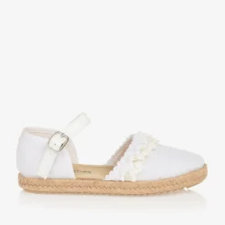 Girls White Lacey Espadrilles