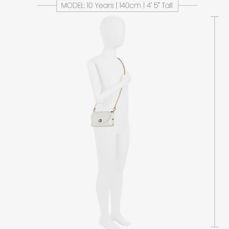 Girls White Leather Bag (18cm)