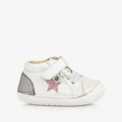 Girls White Leather First Walker Shoes
