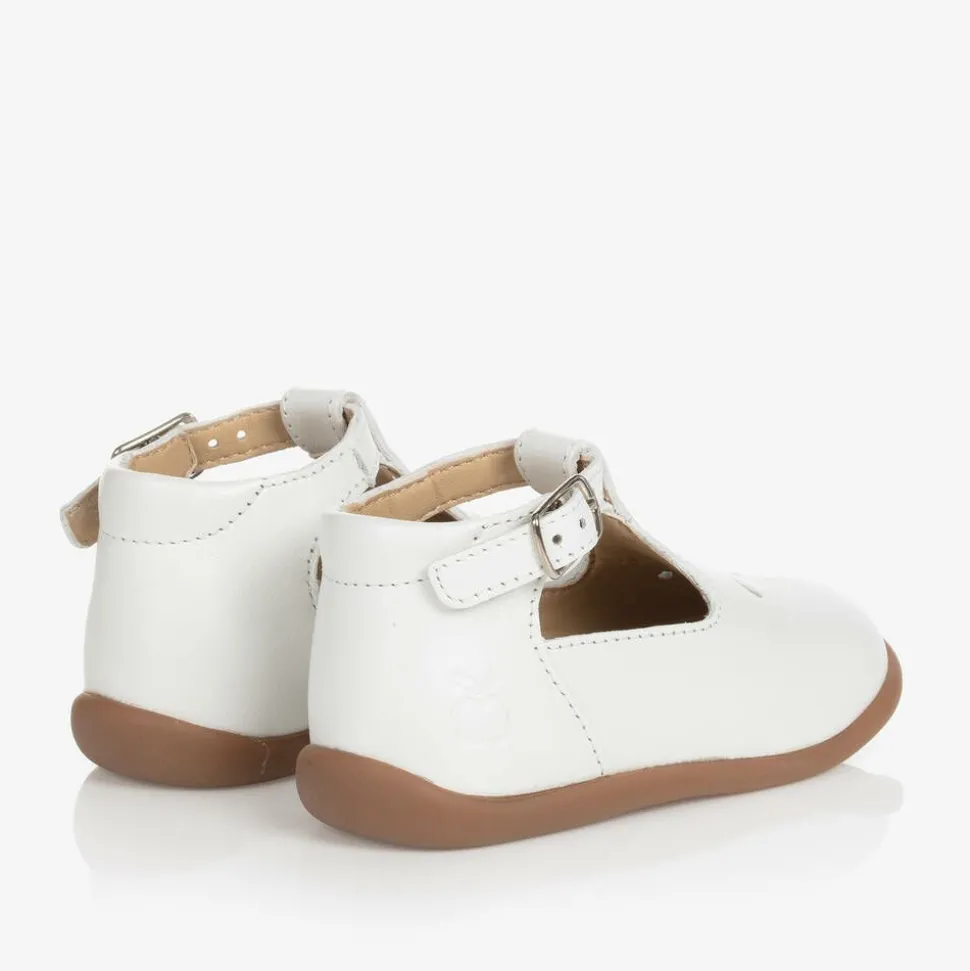 Girls White Leather First Walker Shoes