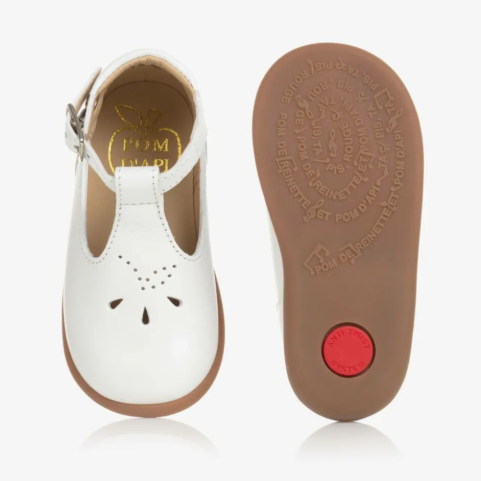 Girls White Leather First Walker Shoes