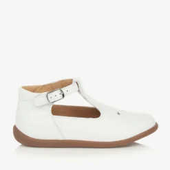 Girls White Leather First Walker Shoes
