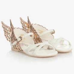 Girls White Leather Sandals