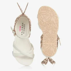 Girls White Leather Sandals