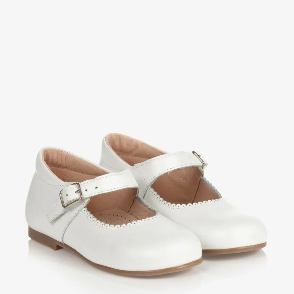 Girls White Leather Shoes