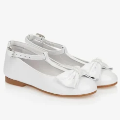 Girls White Leather Shoes