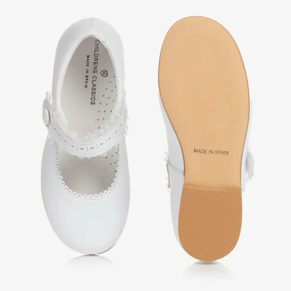 Girls White Leather Shoes