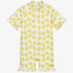 Girls White Lemon Sun Suit (UPF 50+)