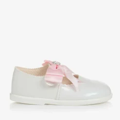 Girls White Patent First Walker Shoes