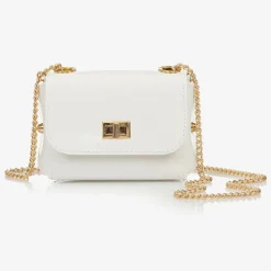 Girls White Patent Leather Bag (12cm)