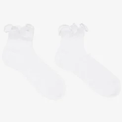 Girls White Ruffle Socks