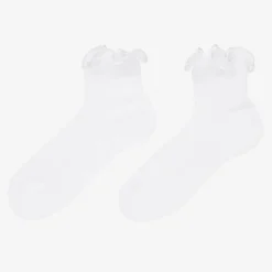 Girls White Ruffle Socks