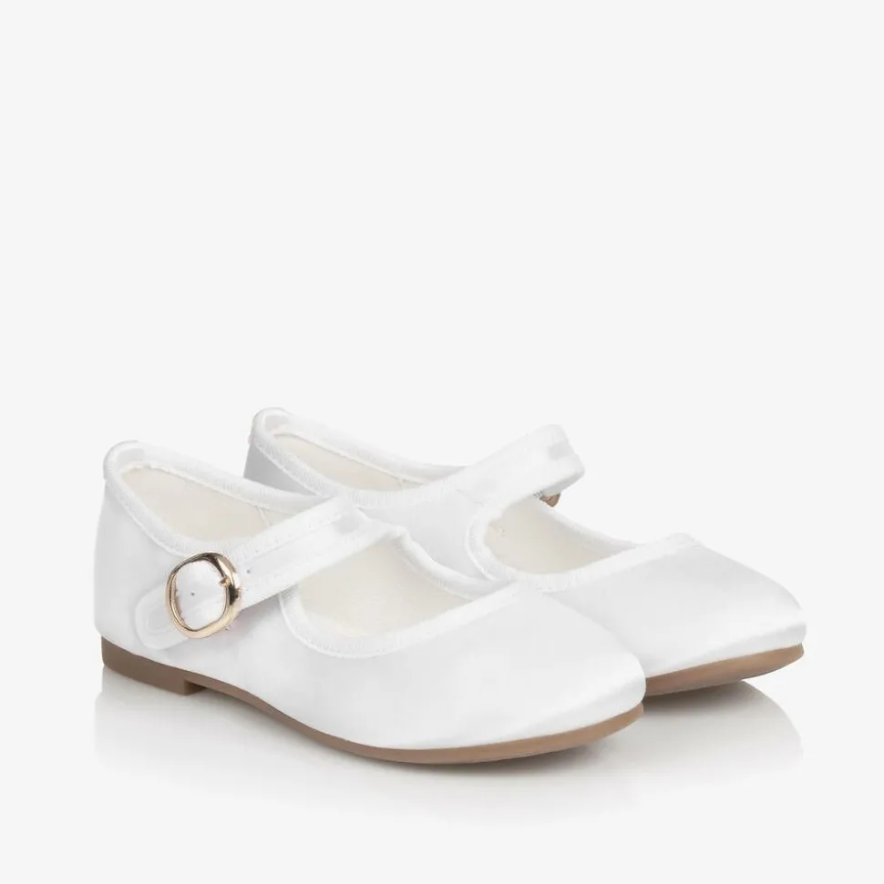 Girls White Satin Shoes