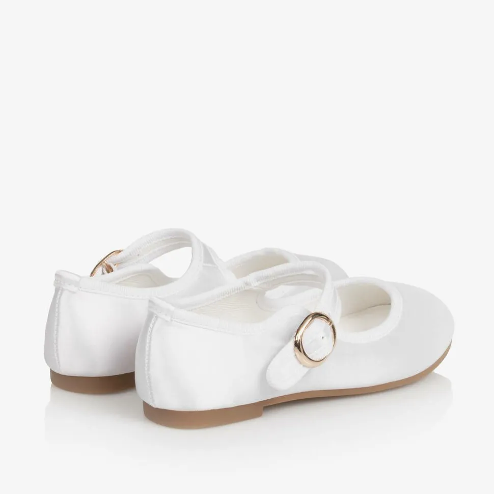 Girls White Satin Shoes