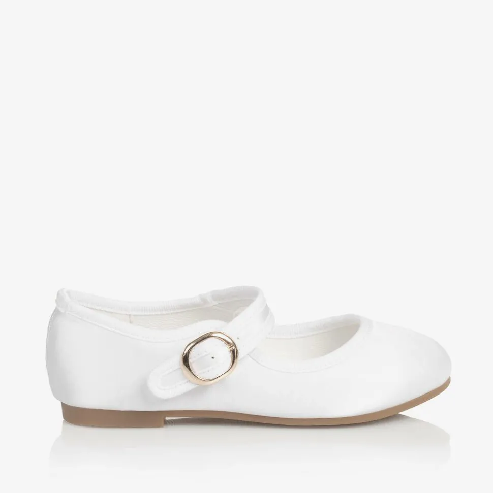 Girls White Satin Shoes