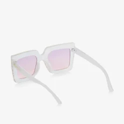 Girls White Square Sunglasses (UV400)