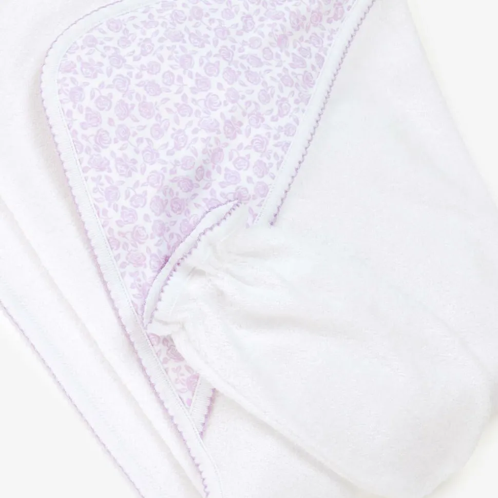 Girls White Summer Gardens Hooded Towel & Mitt Set