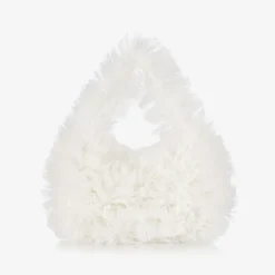 Girls White Tulle Handbag (28cm)