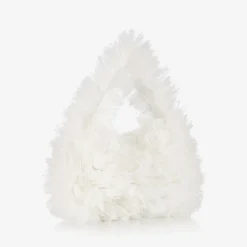 Girls White Tulle Handbag (28cm)
