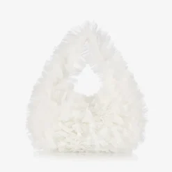 Girls White Tulle Handbag (28cm)