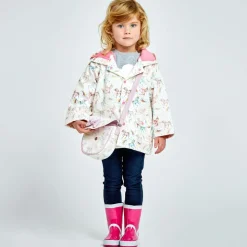 Girls White Unicorn Print Raincoat