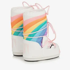 Girls White Unicorn Rainbow Snow Boots