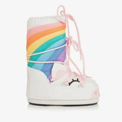 Girls White Unicorn Rainbow Snow Boots