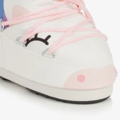 Girls White Unicorn Rainbow Snow Boots