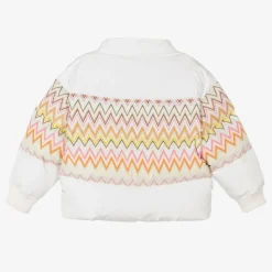Girls White Zigzag Down Puffer Jacket