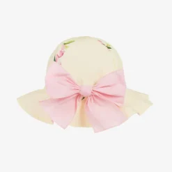 Girls Yellow Cotton Floral Sun Hat
