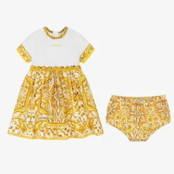 Girls Yellow Majolica Cotton Dress