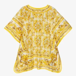 Girls Yellow Majolica Print Kaftan